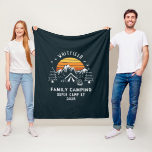 Custom Family Camping Vacation Matching Fleece Blanket