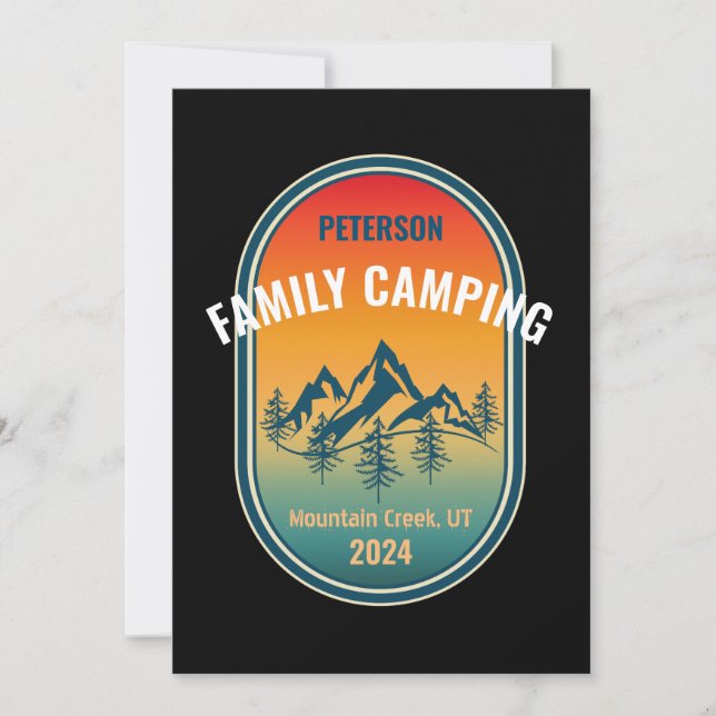 Custom Family Camping Vintage Sunset Adventure Invitation (Front)