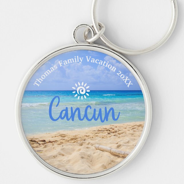 Custom Family Cancun Beach Vacation Keychain (Front)