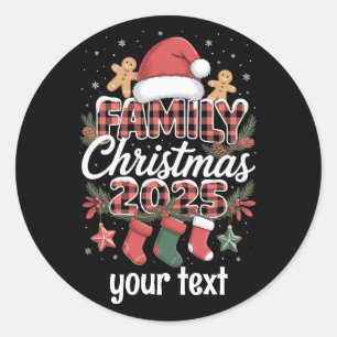 Custom Family Christmas 2025 Personalized Matching Classic Round Sticker