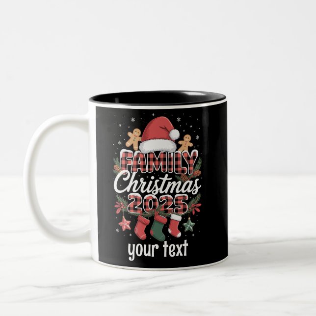 Custom Family Christmas 2025 Personalized Matching Two-Tone Coffee Mug (Left)