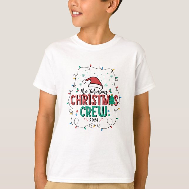 Custom Family Christmas Crew Group Matching Name T-Shirt (Front)
