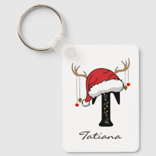 Custom Family Christmas Monogram Keychain for Her