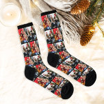Custom Family Christmas Photo Collage Picture Socks<br><div class="desc">Create your own unique custom-printed holiday socks for your amazing wife - she will love them! This simple and modern design includes a photo collage grid of two favourite Christmas (or other) photos with a black background that coordinates with the sock details. Makes a fun stocking stuffer gift! Photo tip:...</div>