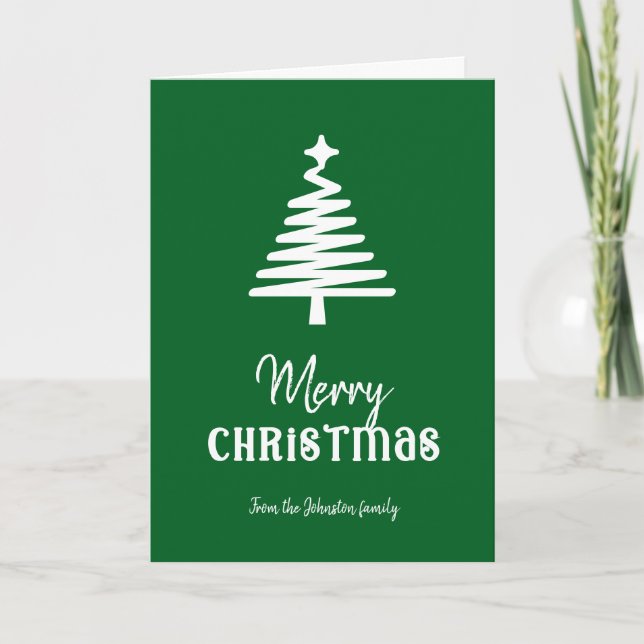 Custom family Christmas tree green Holiday Card (Front)