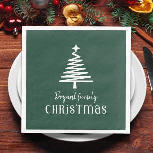 Custom family Christmas tree green  Napkin
