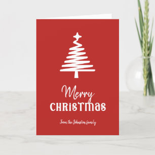 Custom family Christmas tree red Holiday Card