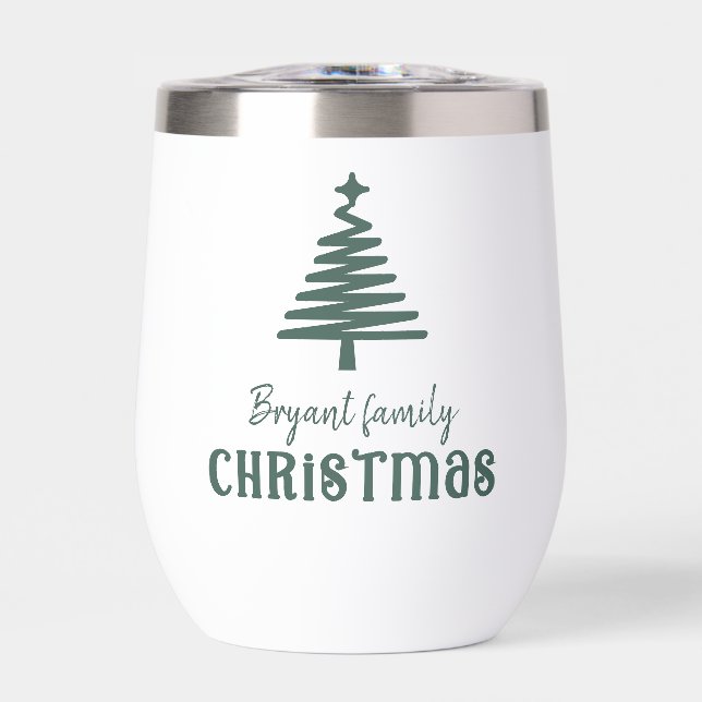 Custom family Christmas tree simple green (Front)