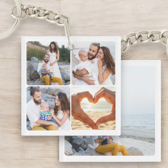 Custom Family Collage Five Photo Personalized  Keychain (Creator Uploaded)