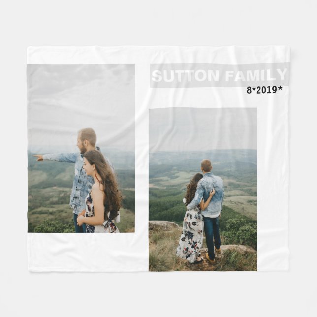 Custom Family Collage Photo Album Blanket (Front (Horizontal))