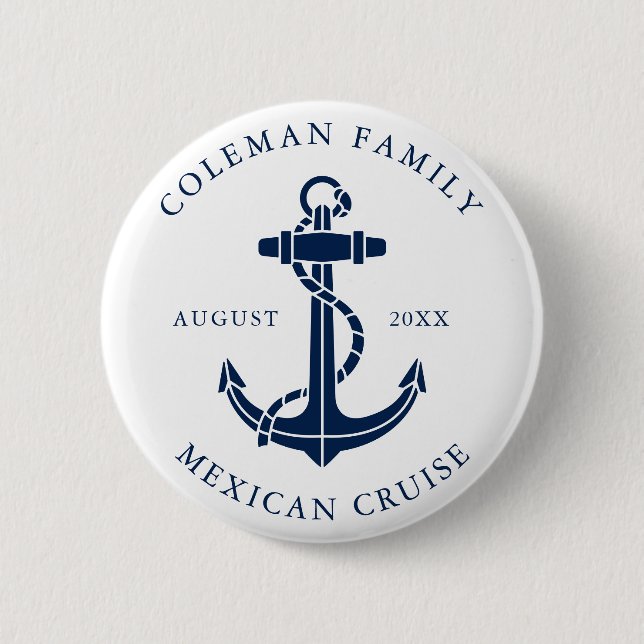 Custom Family Cruise Ship Nautical Anchor 2 Inch Round Button (Front)