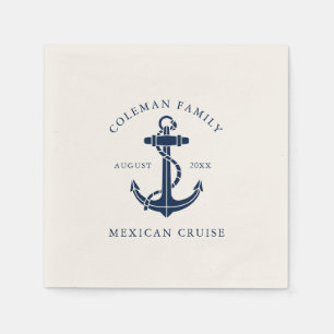 Custom Family Cruise Ship Nautical Anchor Paper Napkin
