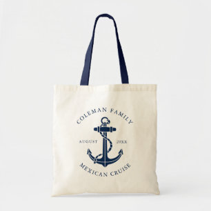 Custom Family Cruise Ship Nautical Anchor Tote Bag