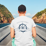 Custom Family Cruise Ship Nautical Wheel Pocket T-Shirt<br><div class="desc">Chic custom summer vacation pocket picture t-shirts for your beach cruise on the ocean featuring a navy blue boat steering wheel. This nautical themed design is perfect for classy matching family reunion tees to commemorate the special trip. Personalize with your last name and year on the front and back.</div>