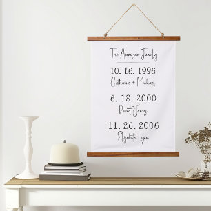 Custom Family Dates Keepsake Mother's Day Hanging Tapestry