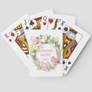 Custom Family Easter Wreath Playing Cards
