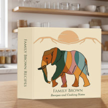 Custom Family Elephant Recipe Boho Kitchen Gift