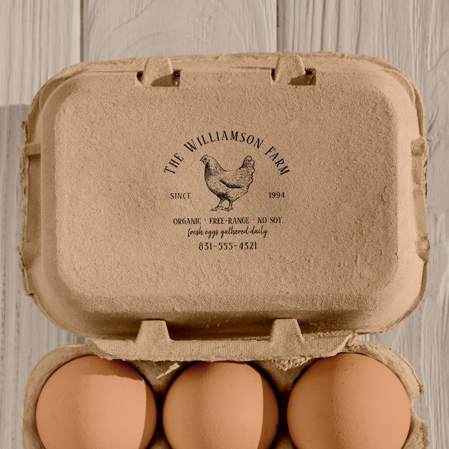 Custom Family Farm Fresh Eggs Vintage Rubber Stamp (Creator Uploaded)