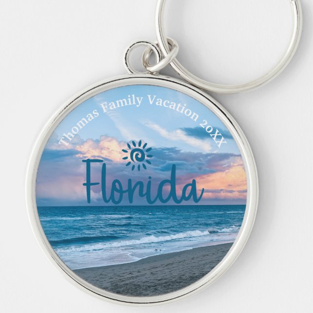Custom Family Florida Beach Vacation Keychain (Front)