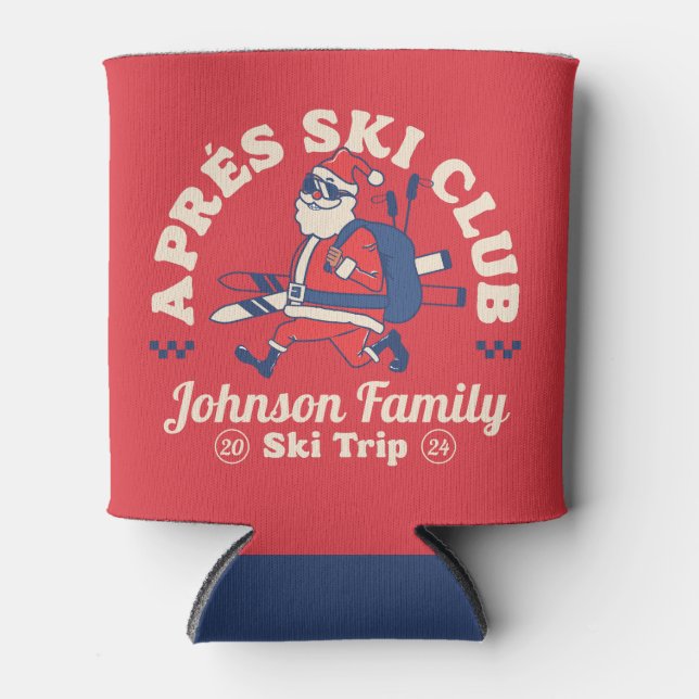 Custom Family Friends Group Ski Trip Ice Skating Can Cooler (Front)