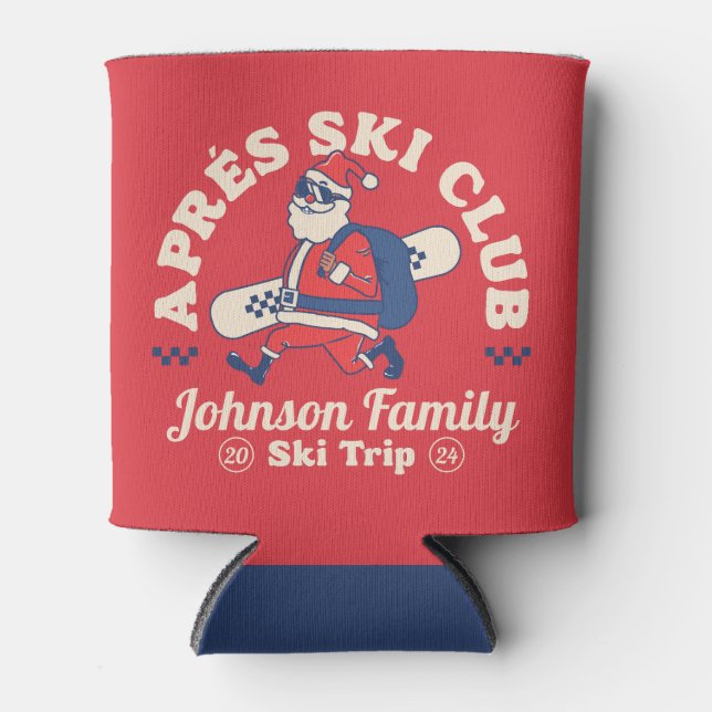 Custom Family Friends Group Ski Trip Snowboard Can Cooler (Front)