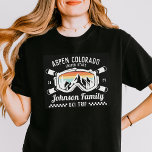 Custom Family Friends Ski Trip Group Matching  T-Shirt<br><div class="desc">Create lasting memories with our custom custom ski trip shirt for families, friends, or groups. It's perfect for celebrating your snow adventure! Personalize it with your family name or group trip details to make it uniquely yours. Ideal for ski enthusiasts and as a winter vacation souvenir, it’s great for matching...</div>
