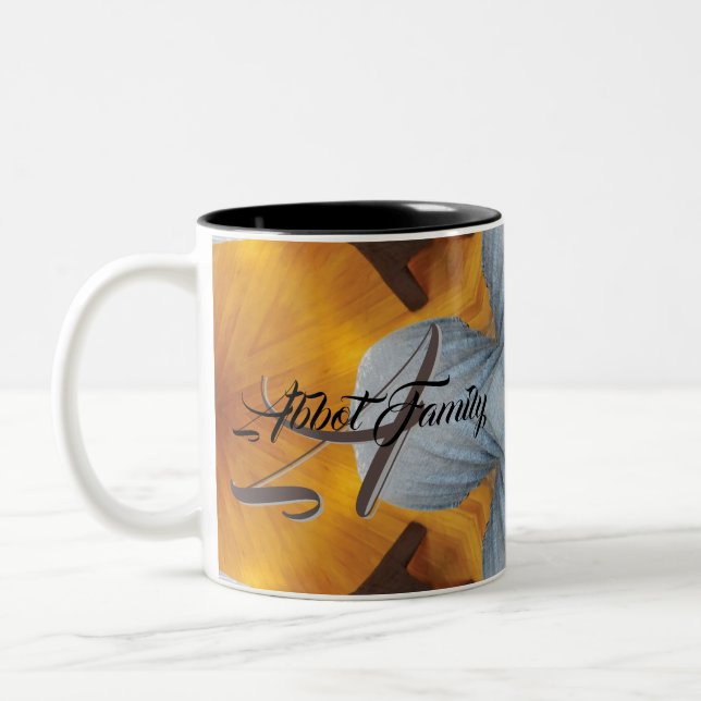 Custom Family Gold Grey Gift Hot Cocoa Coffee Cup (Left)