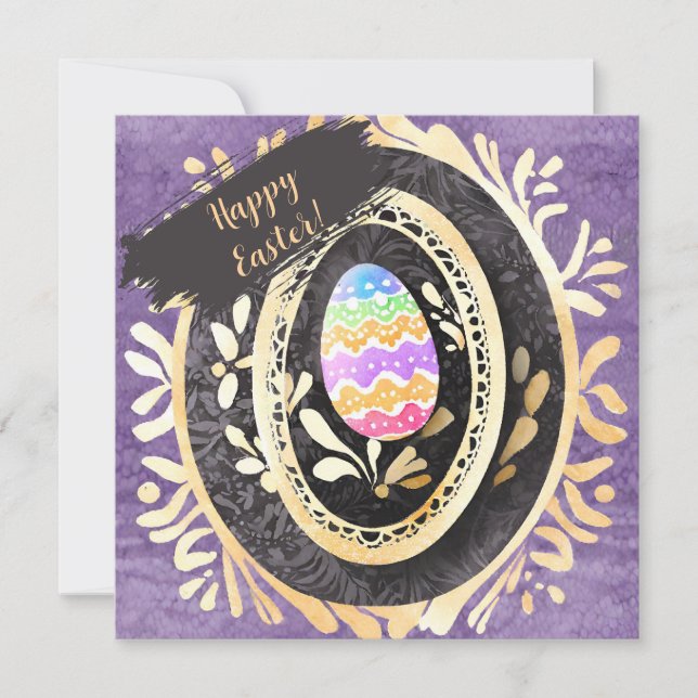 Custom Family Happy Easter Watercolour Egg Holiday Card (Front)
