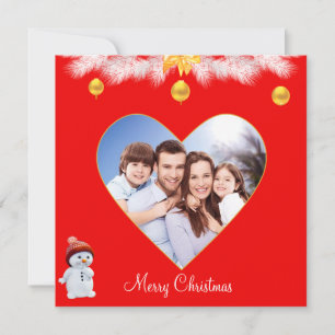Custom Family Heart & Cute Snowman Christmas