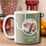 Custom Family Holiday Christmas Photo Green Coffee Mug<br><div class="desc">This stylish Christmas Holiday mug is decorated with the word JOY on a green background.
Easily customizable with your photo and name.</div>