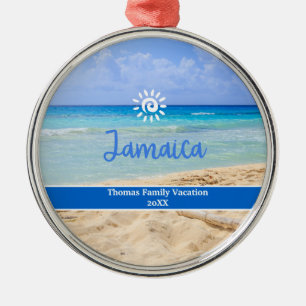 Custom Family Jamica Vacation Christmas Metal Ornament