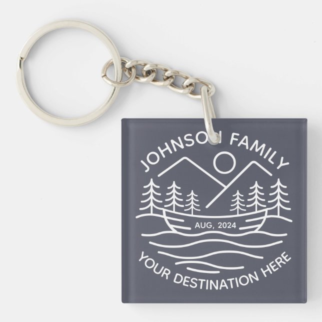 Custom Family Lake Camping Vacation Group Matching Keychain (Front)