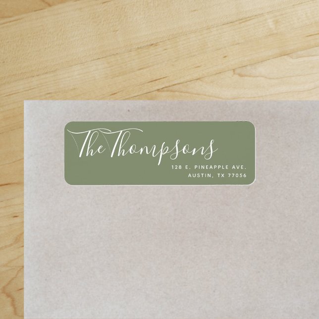 Custom Family Last Name Green Return Address ("Everyday is abundantly beautiful." 
Sincerely Best Wishes from Lucky Design World)