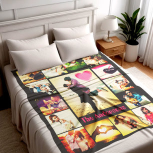 Custom family memory photo quilt fleece blanket