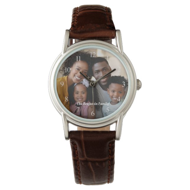 Custom Family Mom Dad Photo Name Personalize  Watch (Front)