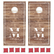 Custom Family Monogram Name Wood Cornhole Set