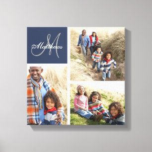 Custom Family Monogram Photo Collage Canvas Print