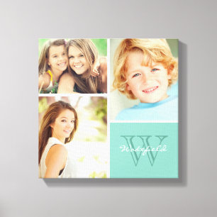 Custom Family Monogram Photo Collage Canvas Print