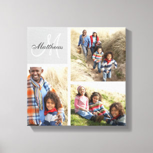 Custom Family Monogram Photo Collage Canvas Print