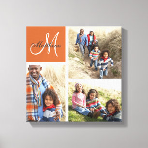 Custom Family Monogram Photo Collage Canvas Print