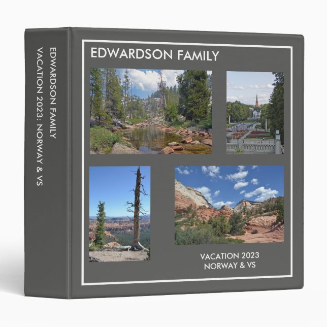 Custom family monogram travel photo album binder (Front/Spine)