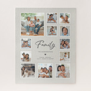 Custom Family Multi 12 Photo Collage Grid Gallery Jigsaw Puzzle