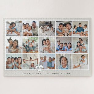 Custom Family Multi 15 Photo Collage Gallery Heart Jigsaw Puzzle