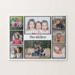 Custom Family Name 8 Photo Collage Jigsaw Puzzle<br><div class="desc">A family photo collage jigsaw puzzle to personalize with 8 of your favourite pictures.</div>