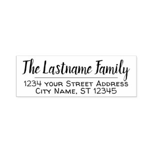 Custom Family Name and Return Address Handwritten Self-inking Stamp