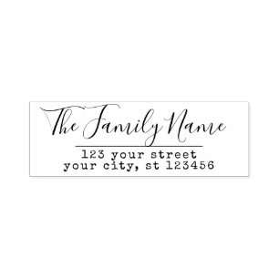 Custom Family Name and Return Address Handwritten Self-inking Stamp