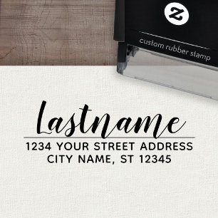 Custom Family Name and Return Address Handwritten Self-inking Stamp