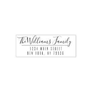 Custom Family Name and Return Address Handwritten Self-inking Stamp