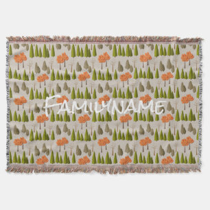 Custom Family Name Autumn Tree Pattern Blanket