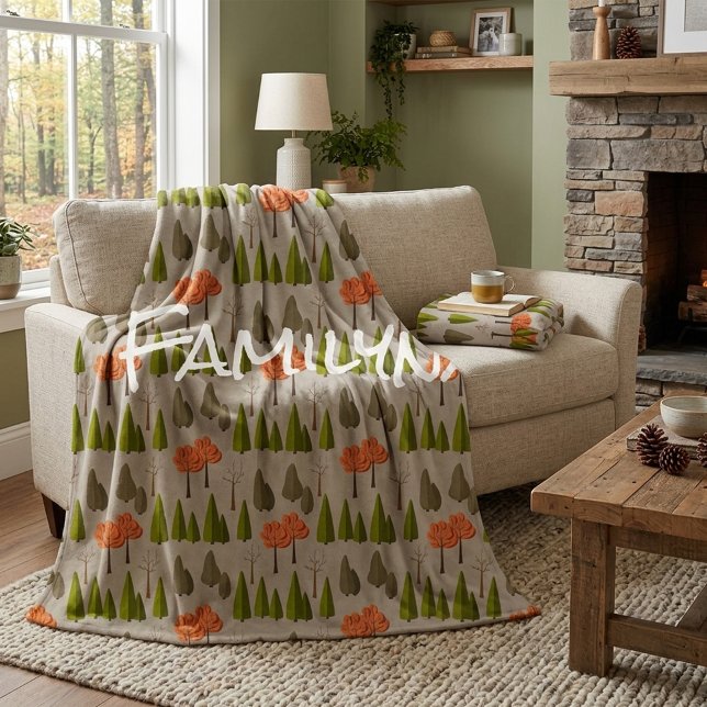 Custom Family Name Autumn Tree Pattern Blanket (Creator Uploaded)